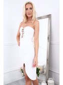 Rochie crem cu cravate ZZ222 - Magazin online - Boutique